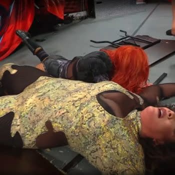 Nia Jax and Becky Lynch compete in a Last Woman Standing match on WWE Raw